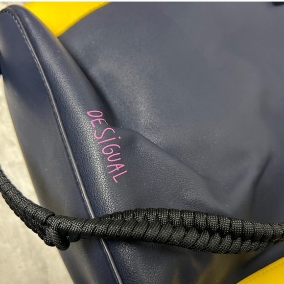 Desigual navy color block multicolor 3D pattern design tote crossbody bag - Picture 8 of 12